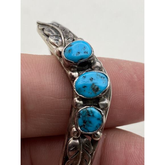 Vintage Native American Turquoise Sterling Silver 925 cuff Bracelet - Picture 2 of 9